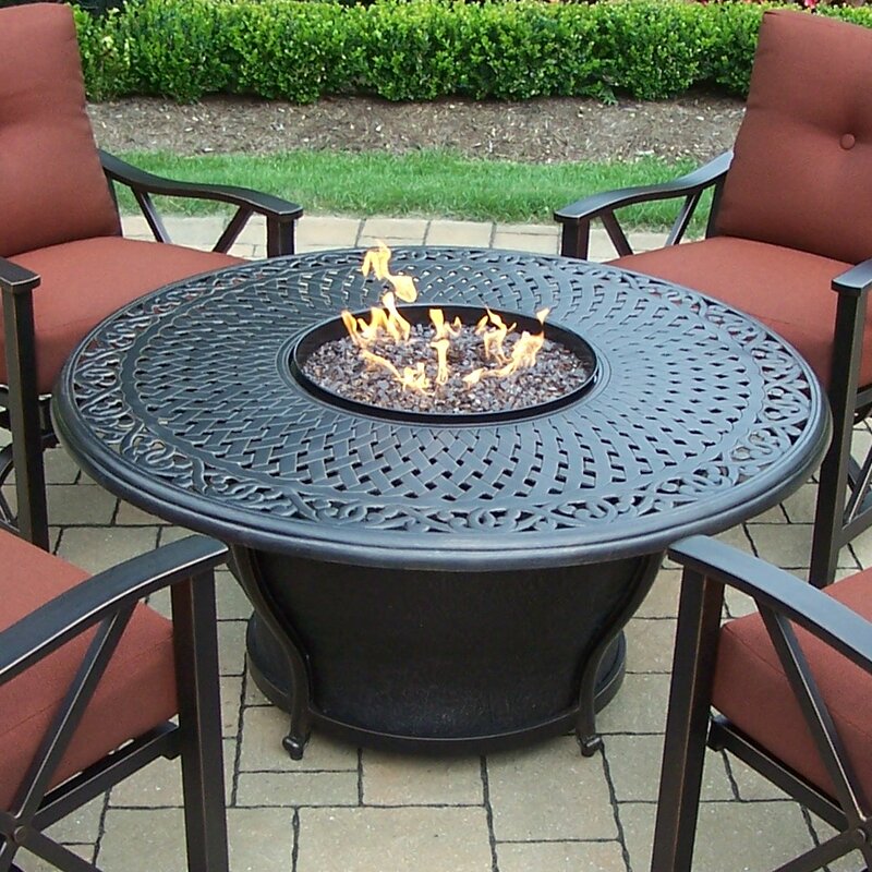 Charlton Home® Zoraida Aluminum Gas Fire Pit Table and Chairs | Wayfair